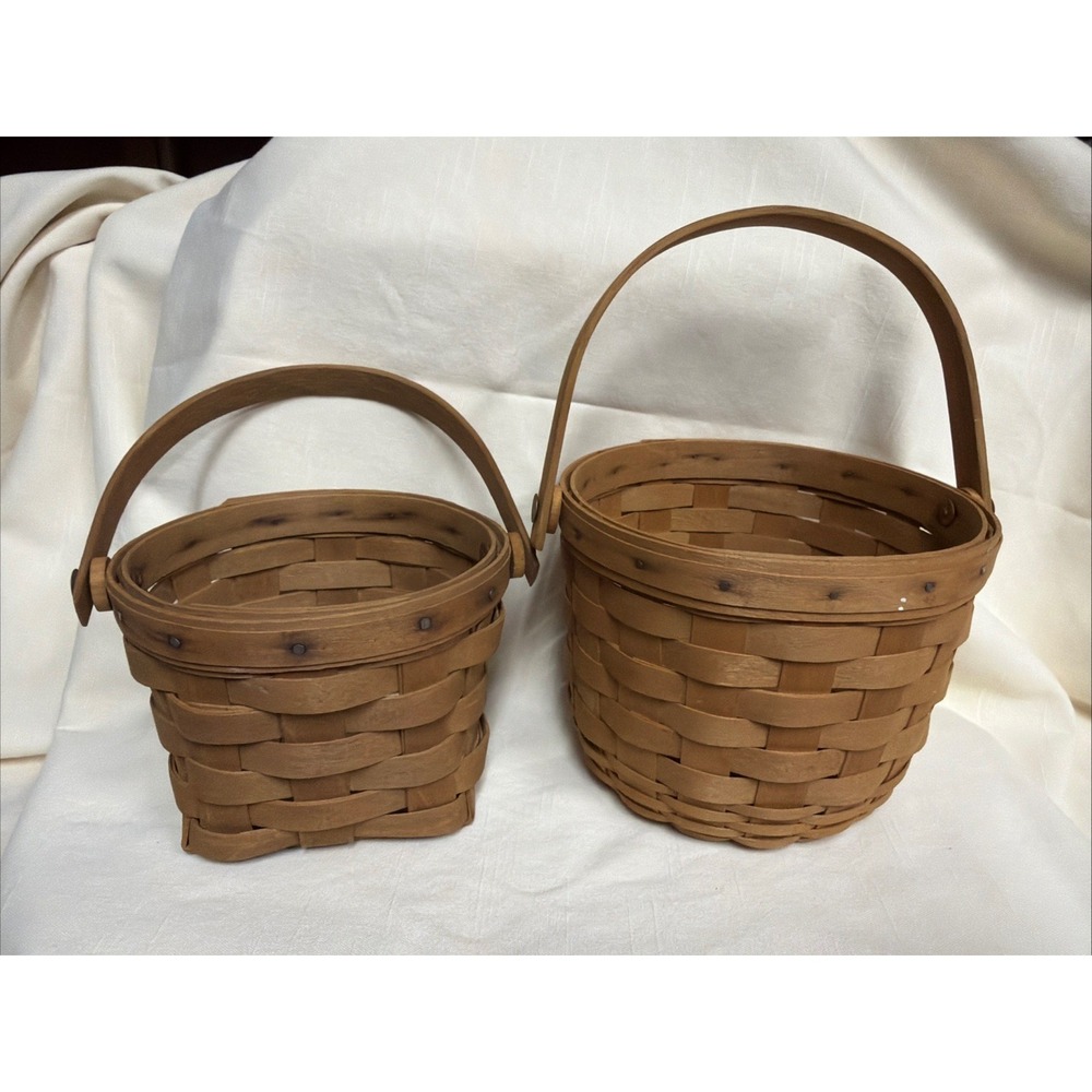 Longaberger Basket Lot Of 2 1988/1996 5 Inch And 6 Inch Basket Hand Woven
